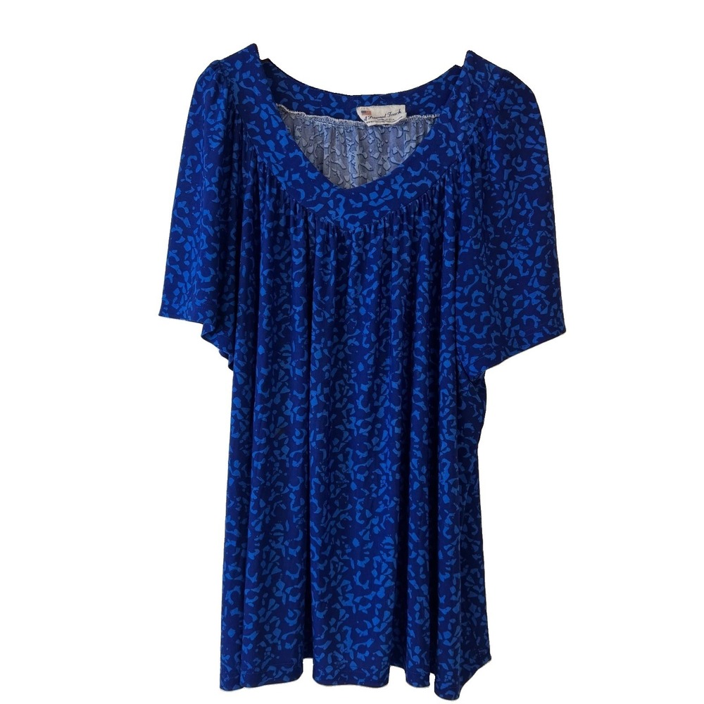A Personal Touch Tunic Top 5X Women Blue Abstract V-Neck Pleated Casual Comfort